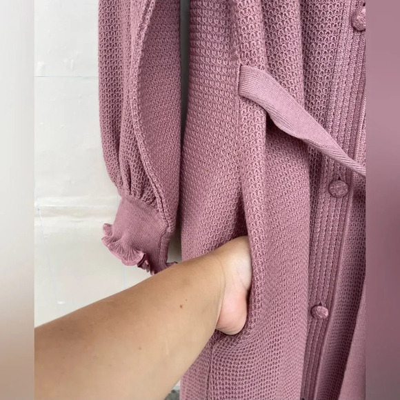 Liseuses Poggi 1973 virgin wool dusty pink duster large - Picture 7 of 17